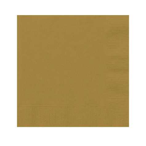 20 Petites serviettes en papier dorées 25 x 25 cm
