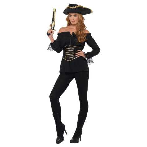 Chemise pirate noire luxe femme