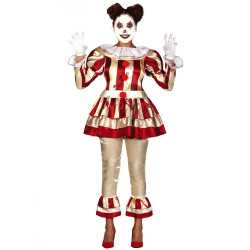 Déguisement clown terrifiante rouge et blanc femme