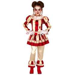 Déguisement clown terrifiante rouge et blanc fille