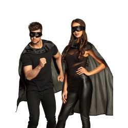 Kit cape et masque super héros noir adulte