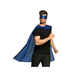 Kit cape et masque de super héros bleu adulte