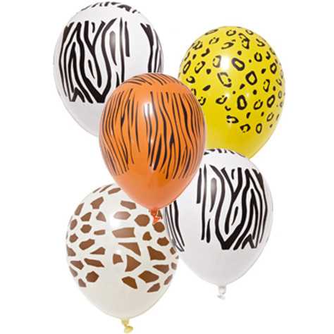 5 Ballons en latex imprimé safari 29 cm