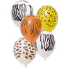 5 Ballons en latex imprimé safari 29 cm