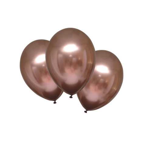 6 Ballons en latex rose gold satinés 28 cm