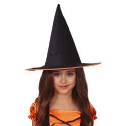Chapeau sorcière avec liseré orange enfant