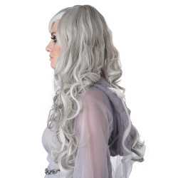 Perruque longue grise phosphorescente femme