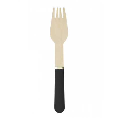 8 Petites fourchettes en bois noires 15 cm