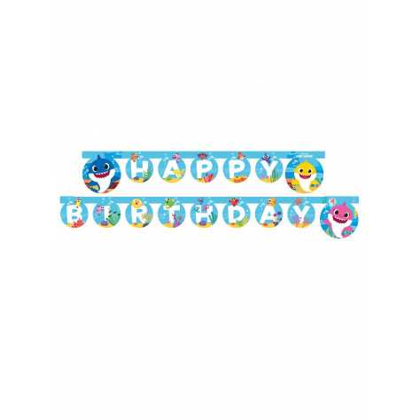 Guirlande en papier Happy Birthday FSC® Baby Shark 2 m