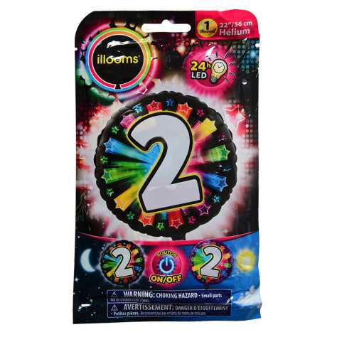 Ballon aluminium chiffre 2 multicolore LED Illooms® 50 cm