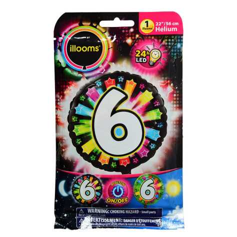 Ballon aluminium chiffre 6 multicolore LED Illooms® 50 cm
