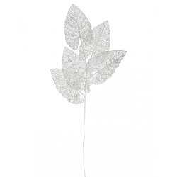 Branche décorative 5 feuilles blanche 80 cm
