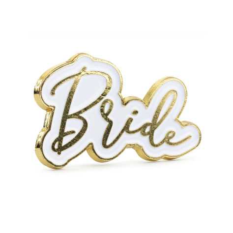 Pin's Bride blanc et doré 3,5 x 2 cm
