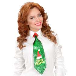 Cravate à paillettes vertes Merry Christmas