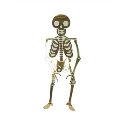 Squelette articulé en papier blanc et or 1,35m