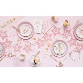 Carte de vœux rose avec suspension décorative