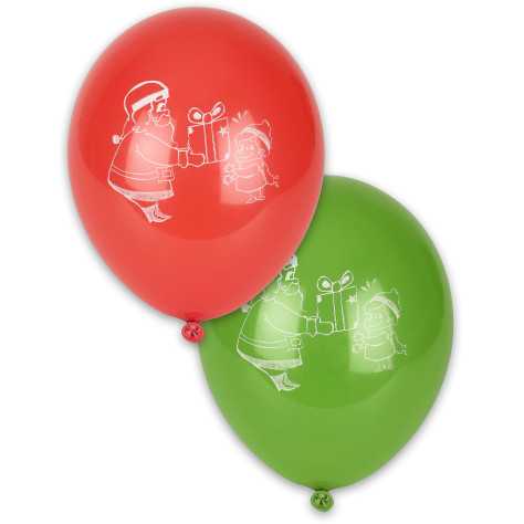 10 Ballons Noël rouges et verts 28 cm