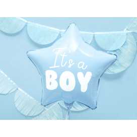Ballon aluminium Etoile" It's a Boy" bleu clair, 48cm