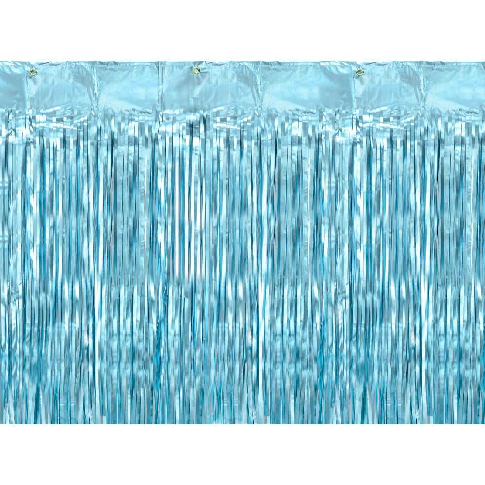 Rideau de décoration effet métalique bleu, 90x250cm