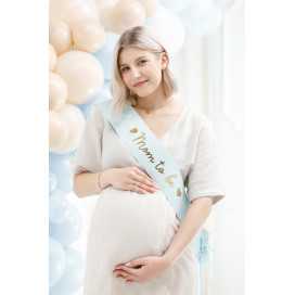 Foulard "Mom to be" bleu Baby-shower, 75cm