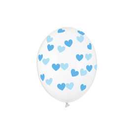 Ballons transparents à coeurs bleus clairs, 30cm