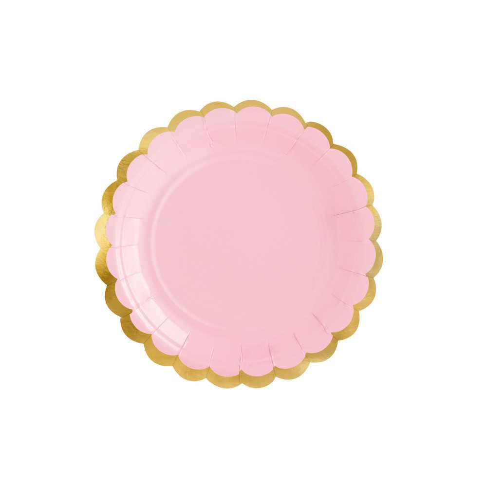 Assiettes en carton rose clair, bords ovalés, 6 pc