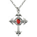 Collier à croix gothique avec gemme rouge