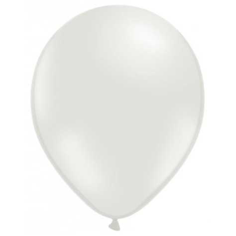 100 Ballons blancs perles métallisés 29 cm