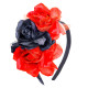 Serre-tête roses rouges et noire