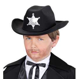 Chapeau de Cow-boy noir avec étoile de sheriff enfant