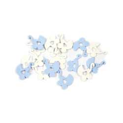 24 Confettis de table landau bébé bleu et blanc 10 g