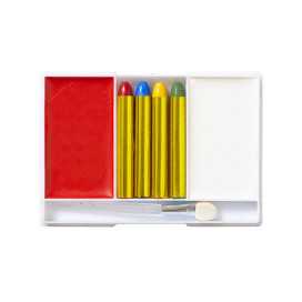 Set de MAQUILLAGE DE CLOWN ( 4 crayons de maquillage, maquillage rouge et blanc en applicateur)