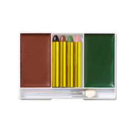 Set de MAQUILLAGE DE SOLDAT ( 4 crayons de maquillage, maquillage marron et vert en applicateur)