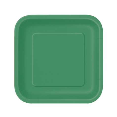 14 Grandes assiettes en carton vert émeraude 23 cm