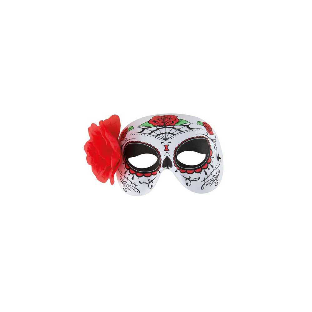 Demi masque avec fleur Día de los Muertos