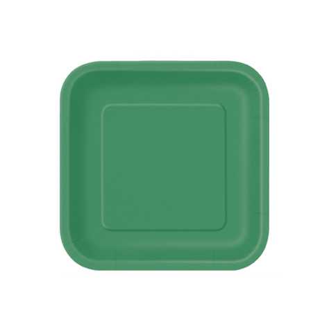 16 Petites assiettes en carton vert émeraude 18 cm
