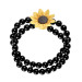 Bracelet perles tournesol hippie noir adulte