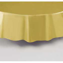 Nappe ronde en plastique dorée 213 cm