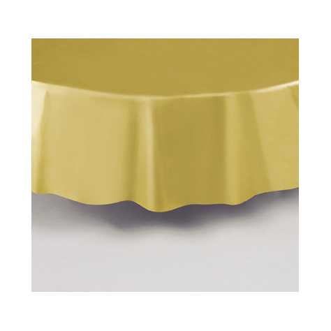 Nappe ronde en plastique dorée 213 cm