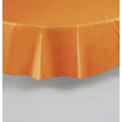 Nappe ronde orange en plastique 213 cm