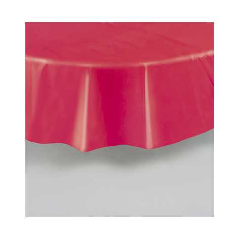 Nappe jetable ronde en plastique rouge 2m13