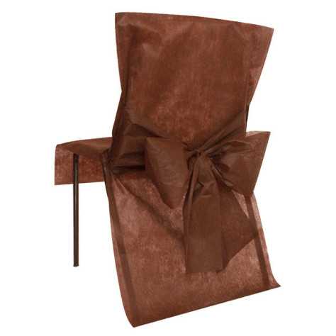 10 Housses de chaise Premium chocolat 50 x 95 cm