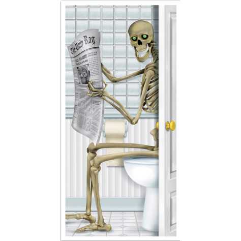 Décoration de porte squelette au toilette 76,2 x 152 cm