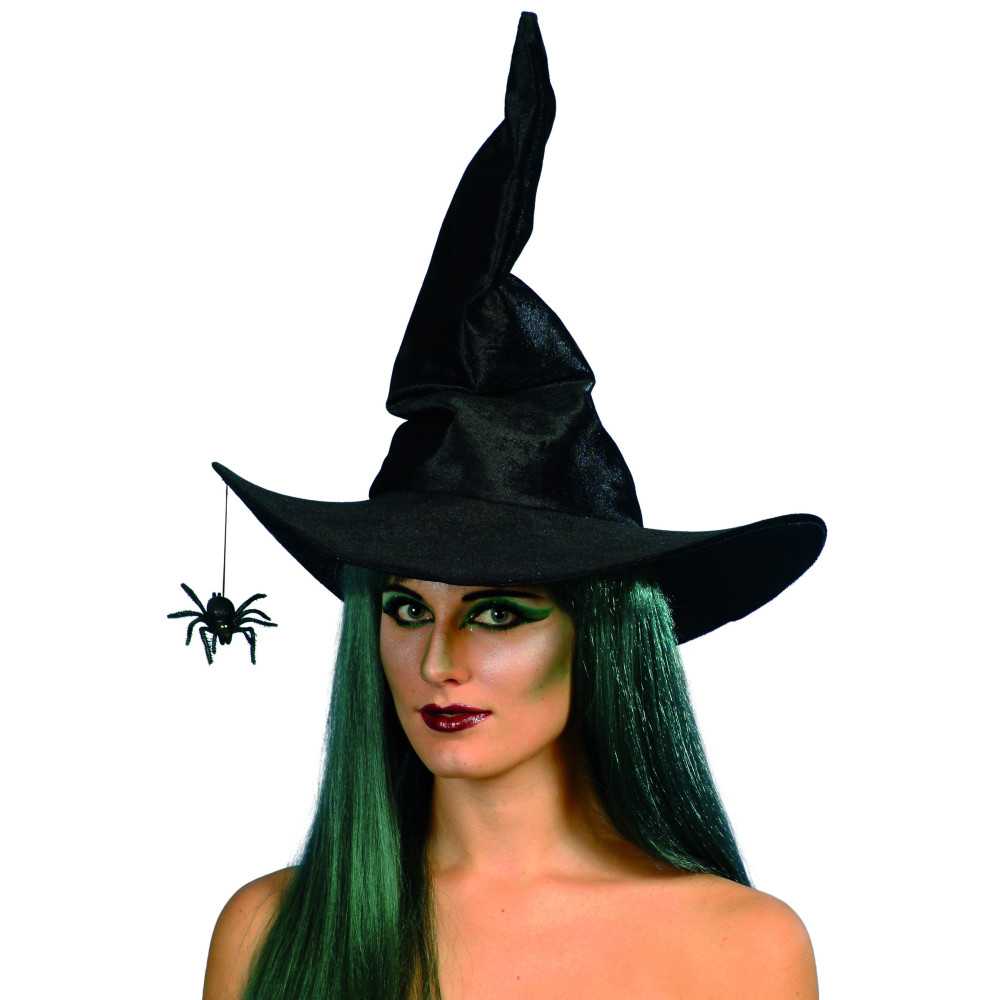 Chapeau sorcière noir avec araignée femme Halloween
