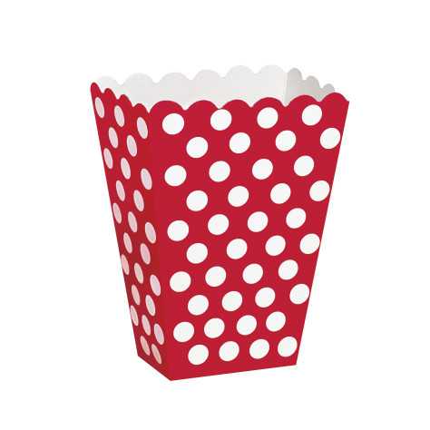 8 boîtes pop corn rouge à pois blanc