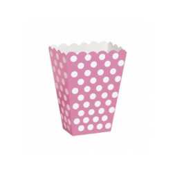 8 boîtes pop corn rose à pois blanc
