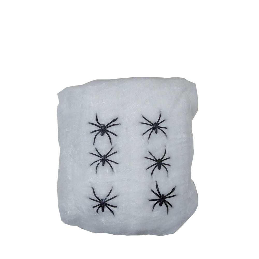 Toile d'araignée blanche avec araignées 100 g Halloween
