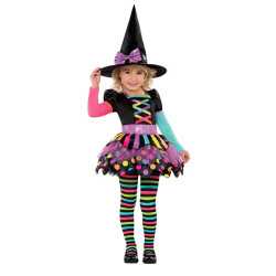 Déguisement sorcière colorée fille Halloween