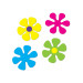 4 Décorations en carton Fleurs rétro 30 et 34 cm