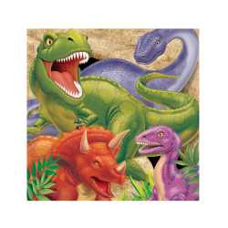 16 Serviettes en papier Anniversaire Dinosaures 33 x 33 cm